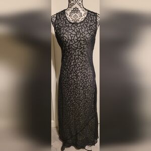 Vintage Nostalgia Black Long Dress Whimsigoth Dark Fairy Sheer Velvet Overlay